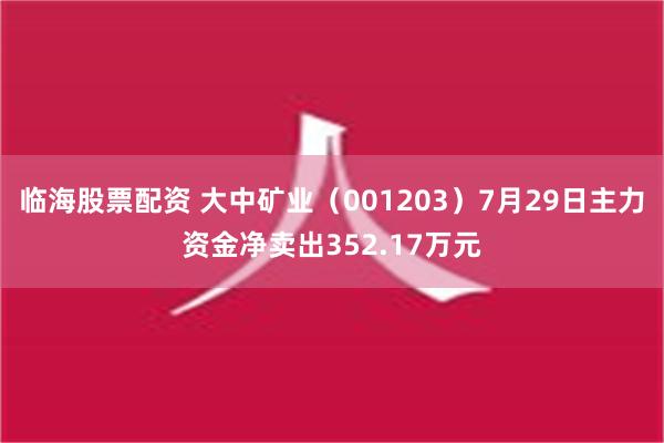 临海股票配资 大中矿业（001203）7月29日主力资金净卖出352.17万元