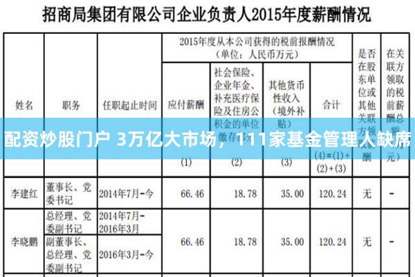 配资炒股门户 3万亿大市场，111家基金管理人缺席