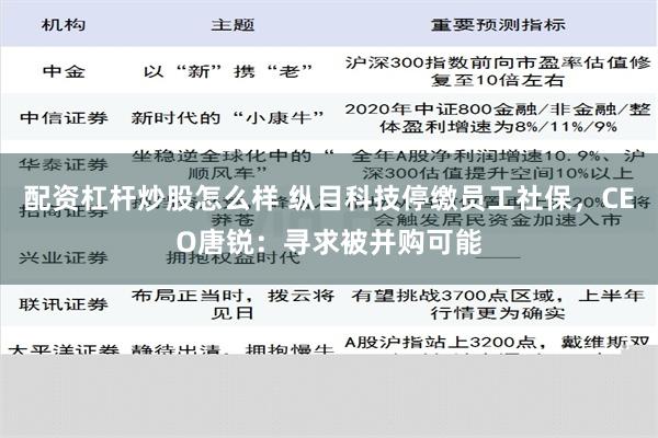 配资杠杆炒股怎么样 纵目科技停缴员工社保，CEO唐锐：寻求被并购可能